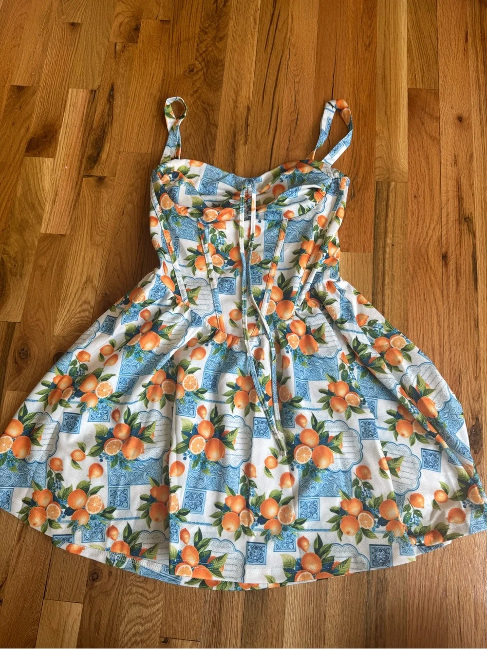 Floral Orange Print Fit-and-Flare Sundress
